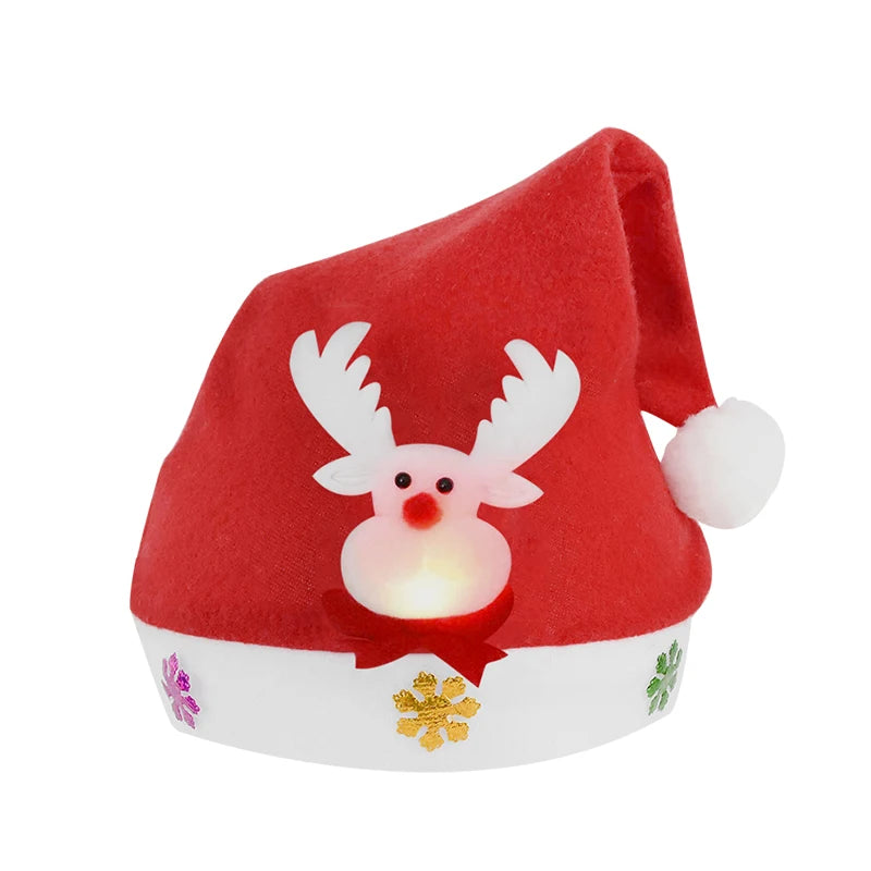 Red Christmas Santa Hat β Warm Cotton Xmas Cap with Lights, Perfect for Adults & Kids, New Year & Navidad Gifts