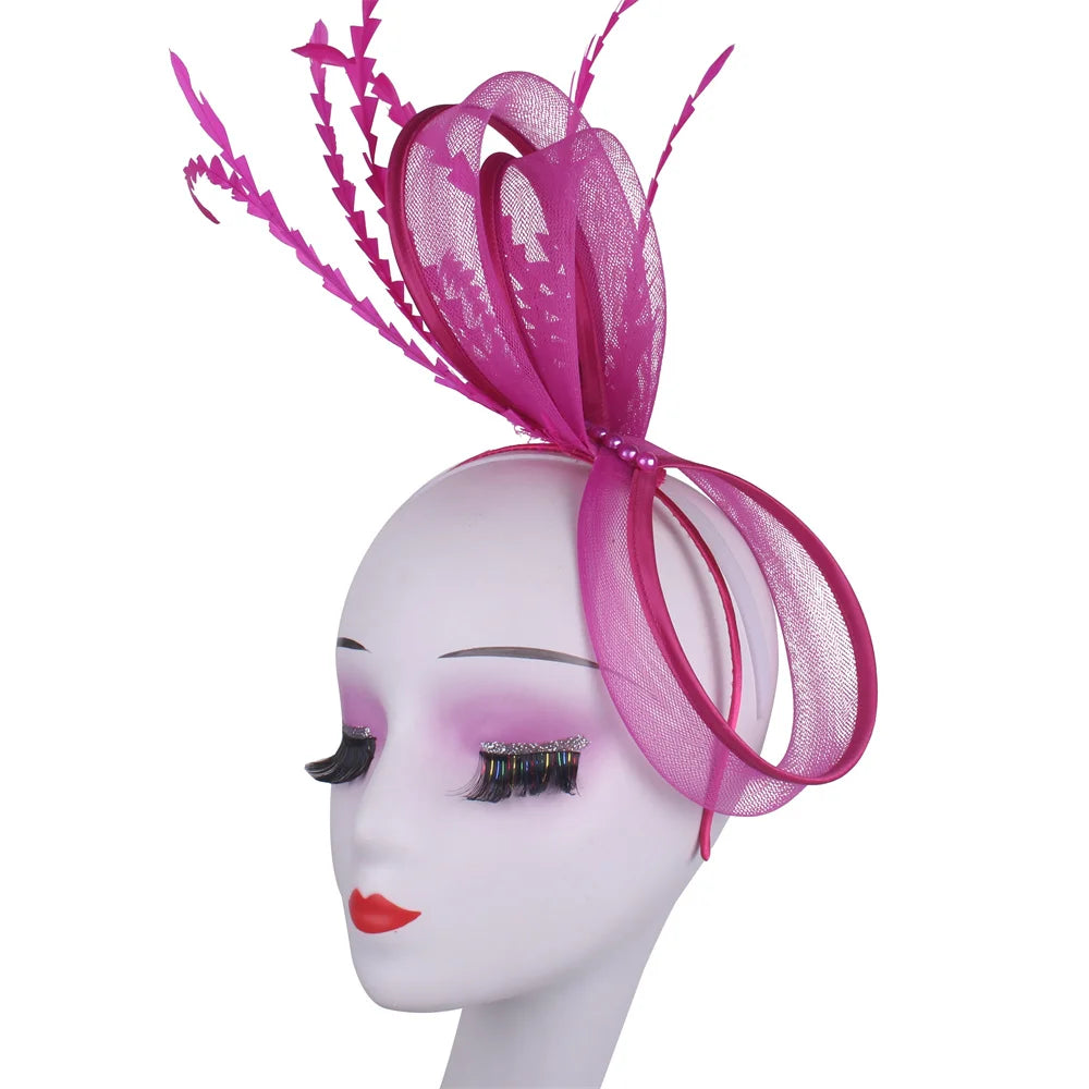 Women's Elegant Bow Fascinator β Feather Pillbox Hat with Veil for Weddings, Parties, Derby & Bridal Headwear