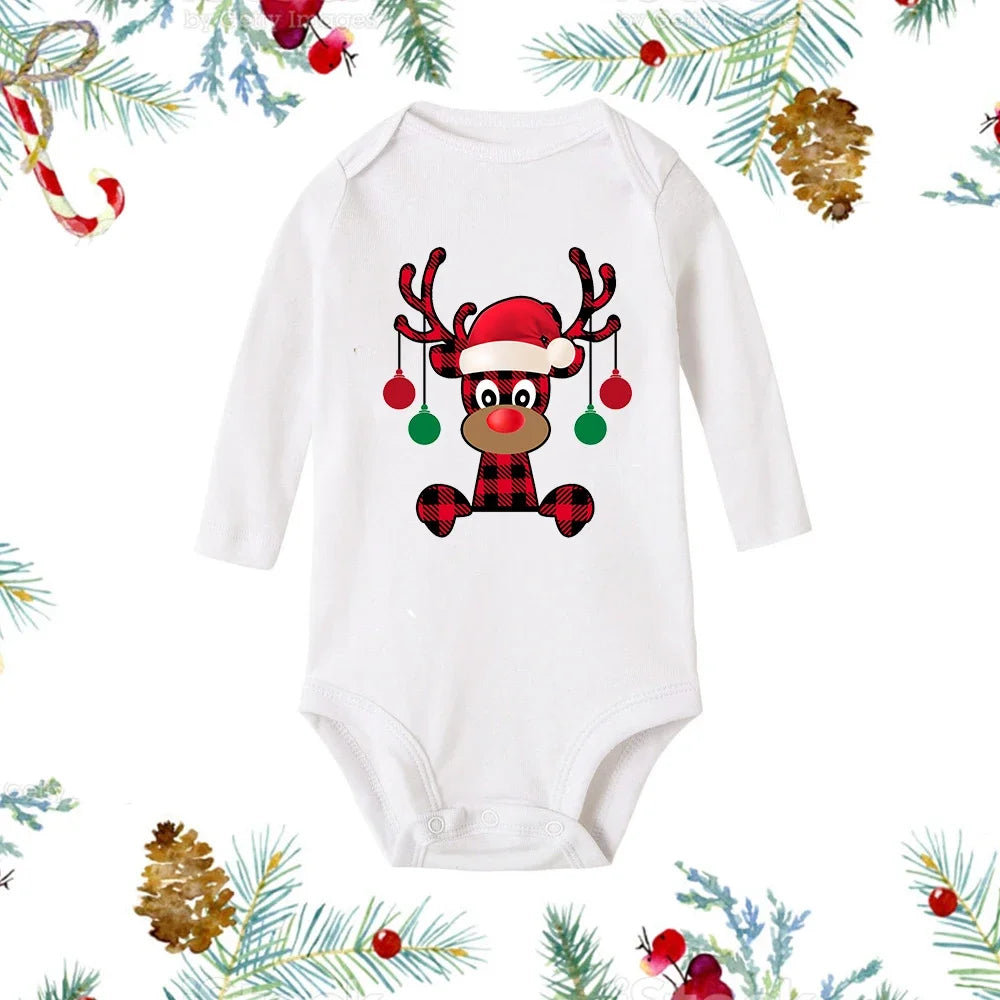 My First Christmas Baby Romper β Newborn White Long Sleeve Bodysuit with Cartoon Snowman Print, Infant Baptism Outfit & Xmas Gift