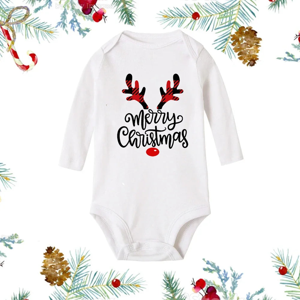 My First Christmas Baby Romper β Newborn White Long Sleeve Bodysuit with Cartoon Snowman Print, Infant Baptism Outfit & Xmas Gift