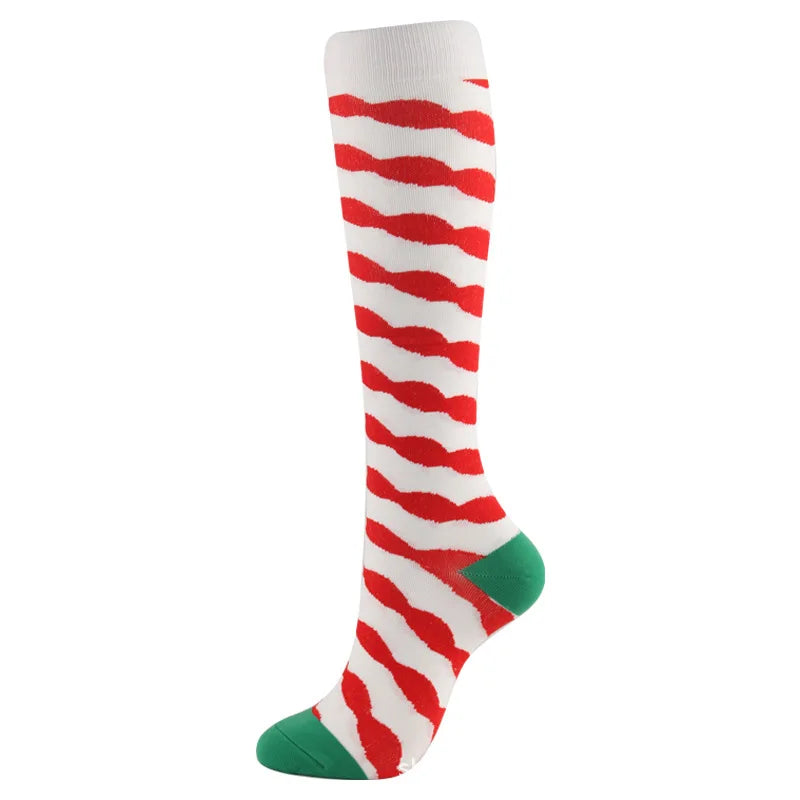 Christmas Compression Socks β Festive Santa & Tree Design Stockings for Men & Women, Winter Support & Varicose Vein Relief