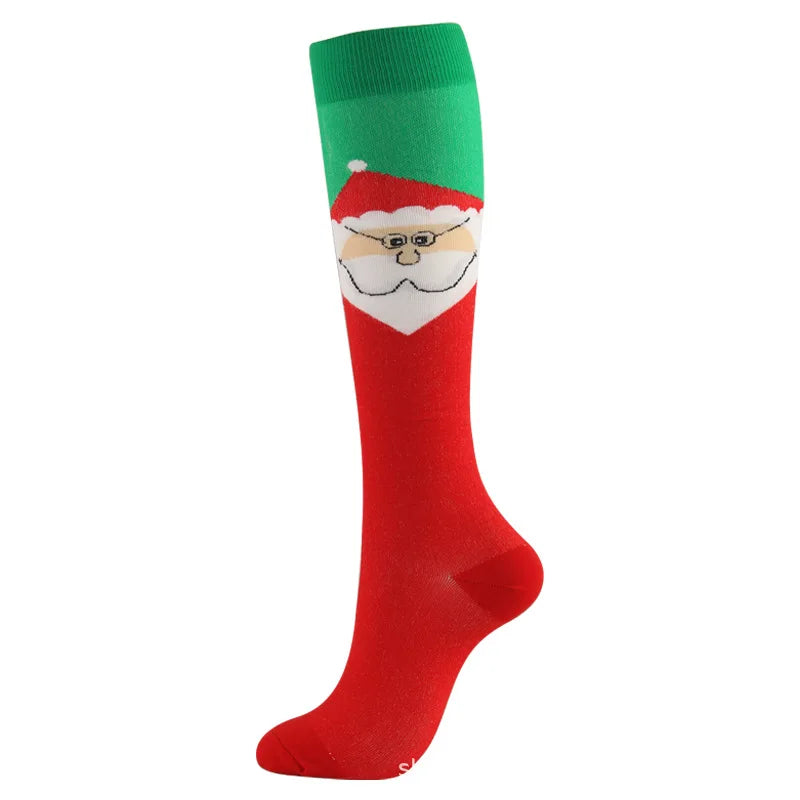 Christmas Compression Socks β Festive Santa & Tree Design Stockings for Men & Women, Winter Support & Varicose Vein Relief