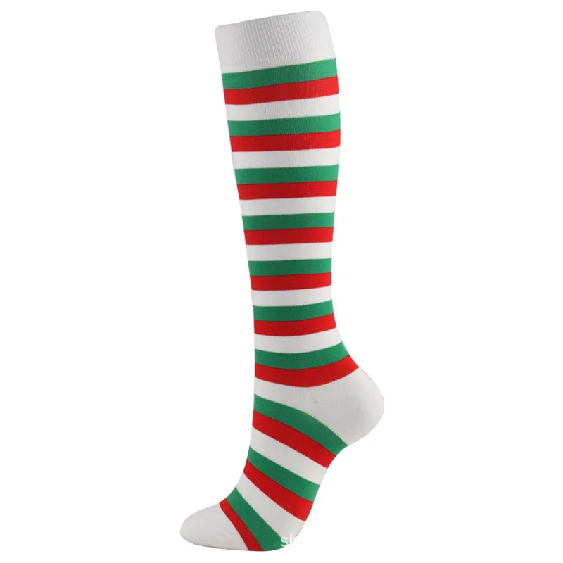 Christmas Compression Socks β Festive Santa & Tree Design Stockings for Men & Women, Winter Support & Varicose Vein Relief