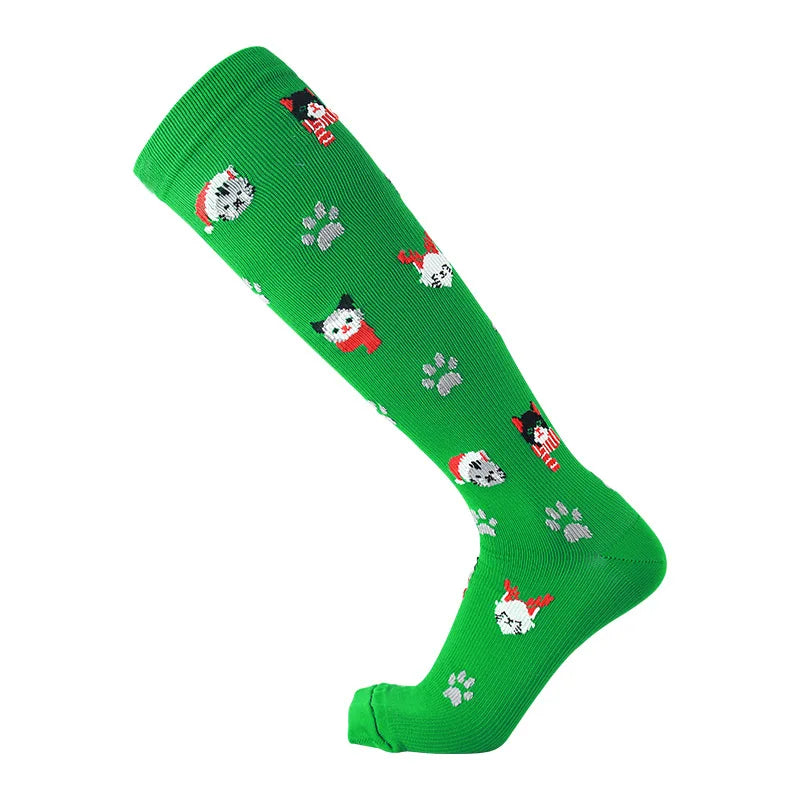 Christmas Compression Socks β Festive Santa & Tree Design Stockings for Men & Women, Winter Support & Varicose Vein Relief