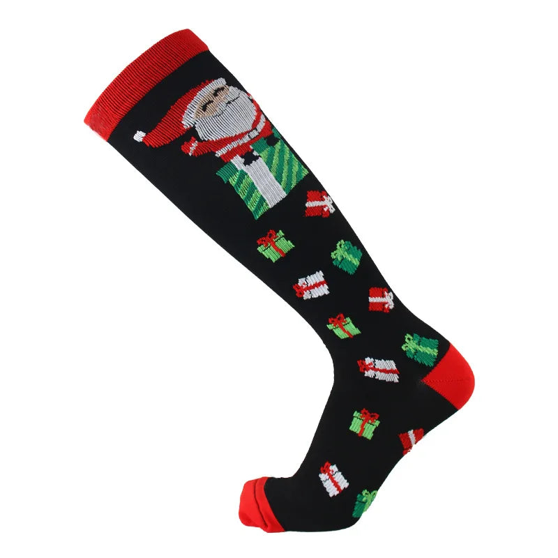 Christmas Compression Socks β Festive Santa & Tree Design Stockings for Men & Women, Winter Support & Varicose Vein Relief