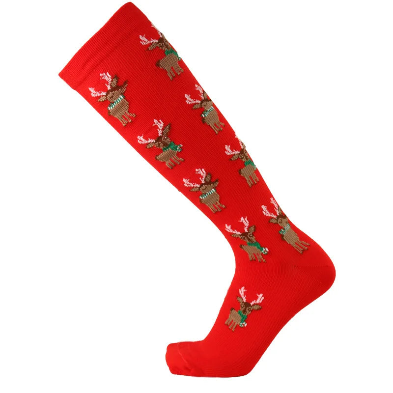 Christmas Compression Socks β Festive Santa & Tree Design Stockings for Men & Women, Winter Support & Varicose Vein Relief