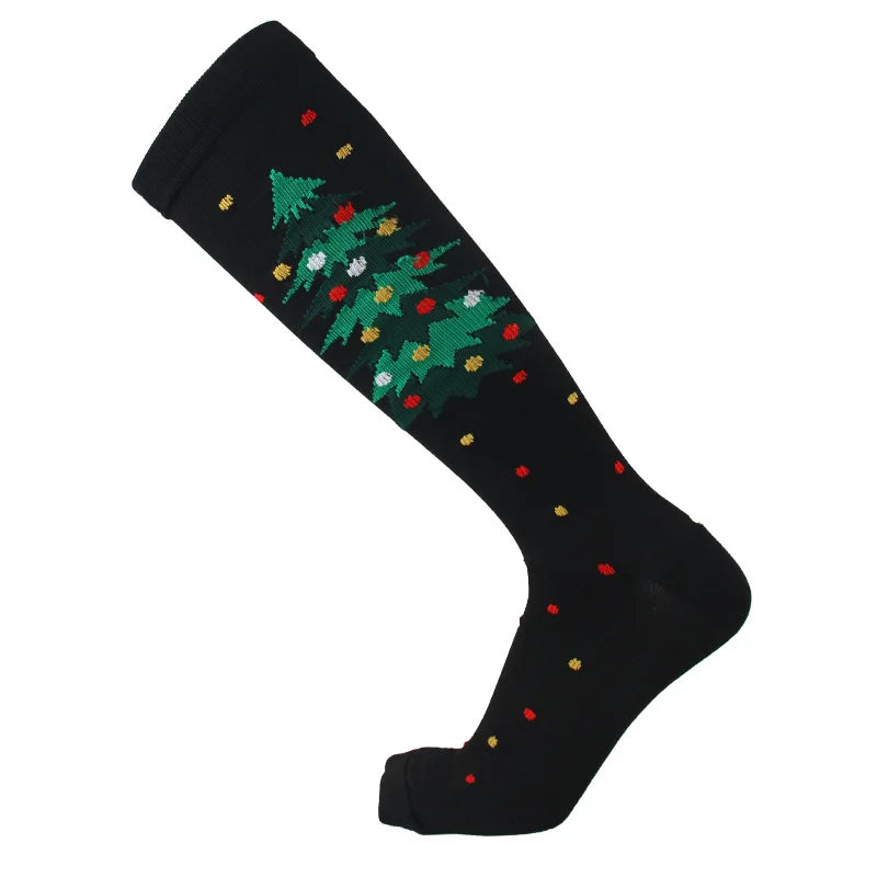 Christmas Compression Socks β Festive Santa & Tree Design Stockings for Men & Women, Winter Support & Varicose Vein Relief