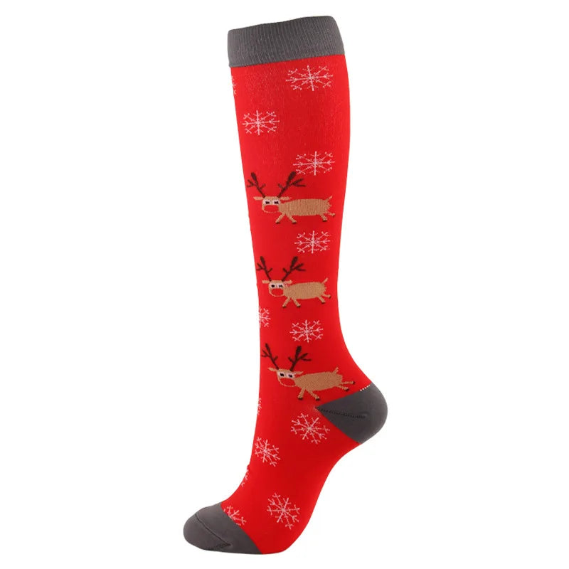 Christmas Compression Socks β Festive Santa & Tree Design Stockings for Men & Women, Winter Support & Varicose Vein Relief