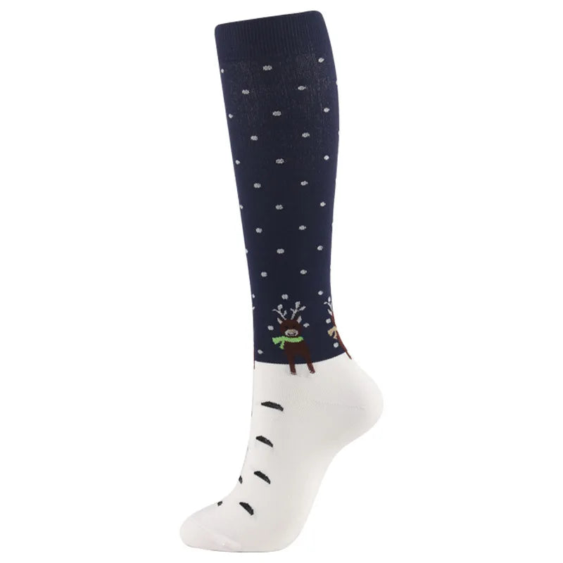 Christmas Compression Socks β Festive Santa & Tree Design Stockings for Men & Women, Winter Support & Varicose Vein Relief