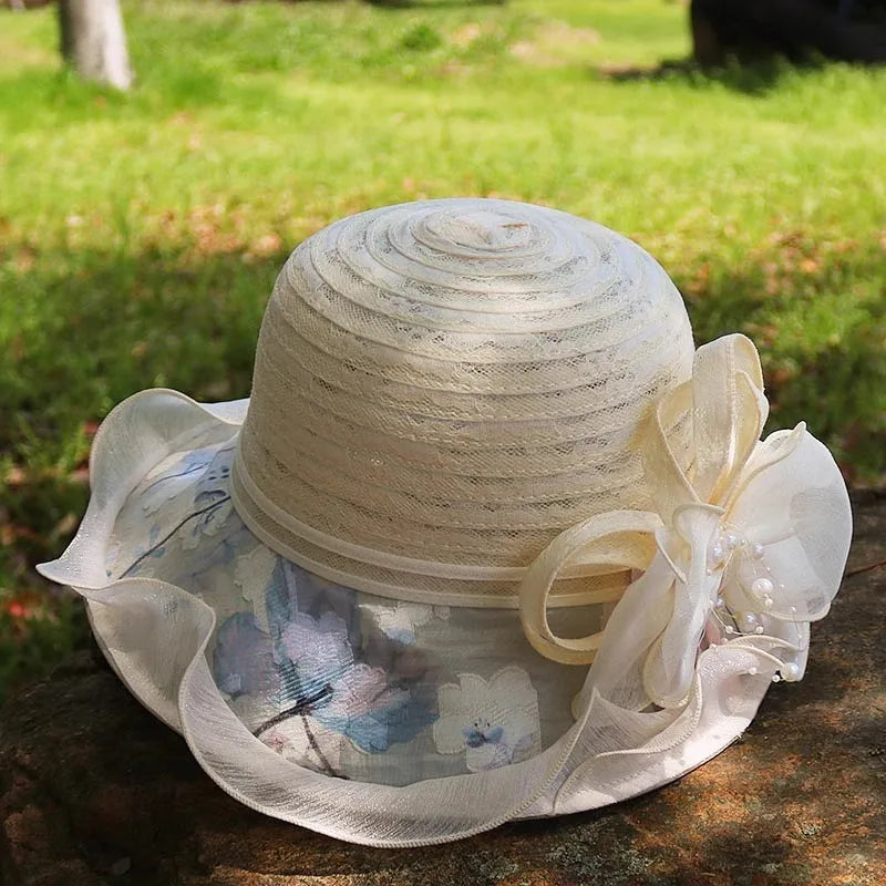 Ladies Fascinator Millinery Hat – Wide Brim Summer Fedora Bucket Hat for Church, Weddings, Kentucky Derby & Beach