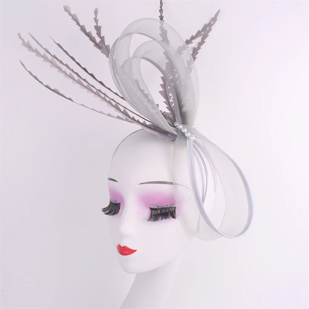 Women's Elegant Bow Fascinator β Feather Pillbox Hat with Veil for Weddings, Parties, Derby & Bridal Headwear
