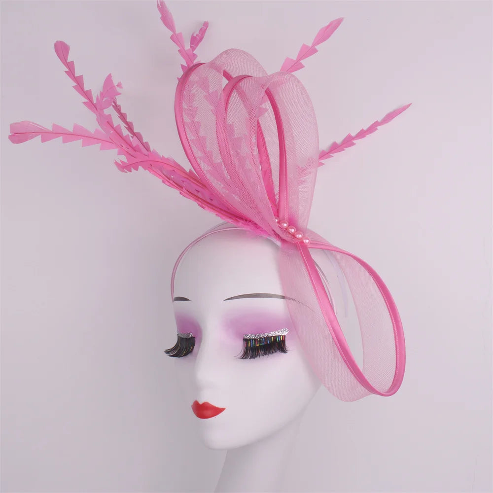 Women's Elegant Bow Fascinator β Feather Pillbox Hat with Veil for Weddings, Parties, Derby & Bridal Headwear