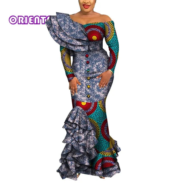 African Mermaid Dress – Elegant Ankara Maxi Gown