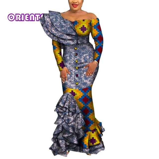 African Mermaid Dress – Elegant Ankara Maxi Gown