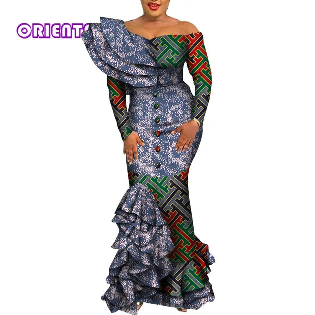 African Mermaid Dress – Elegant Ankara Maxi Gown