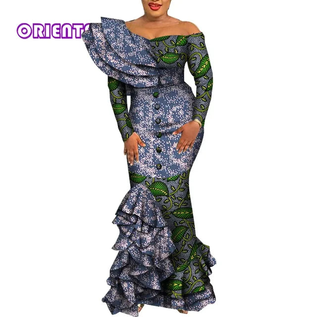 African Mermaid Dress – Elegant Ankara Maxi Gown