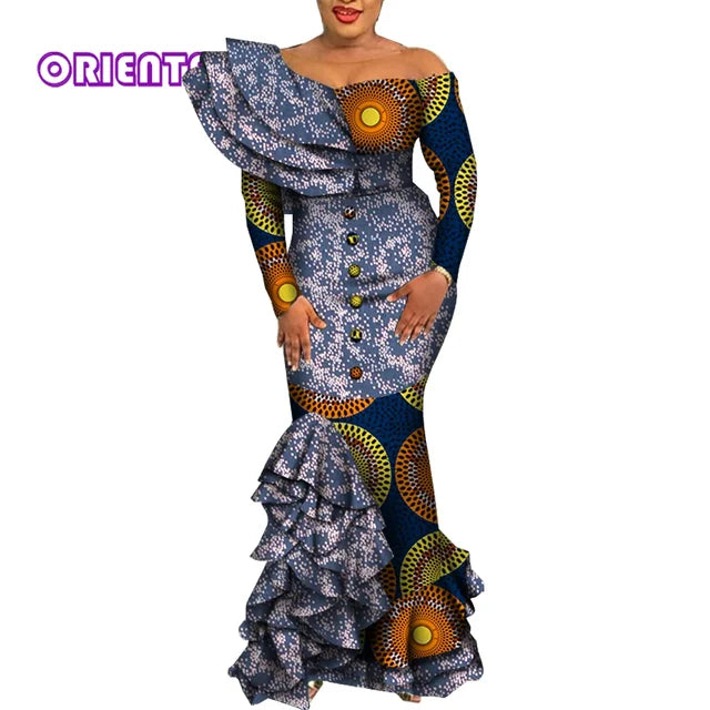 African Mermaid Dress – Elegant Ankara Maxi Gown