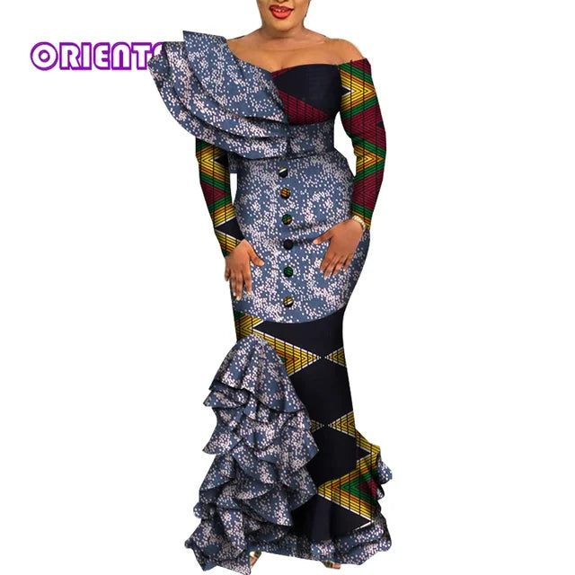African Mermaid Dress – Elegant Ankara Maxi Gown
