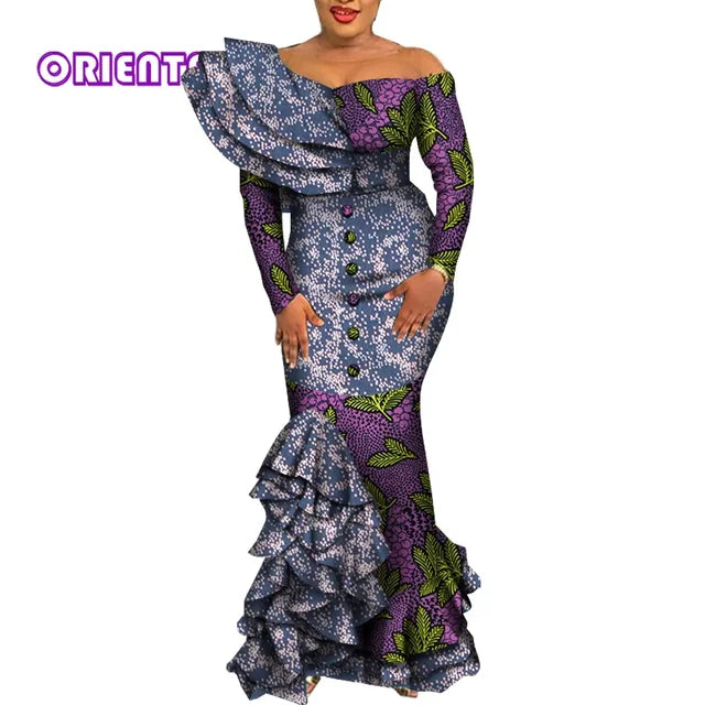 African Mermaid Dress – Elegant Ankara Maxi Gown
