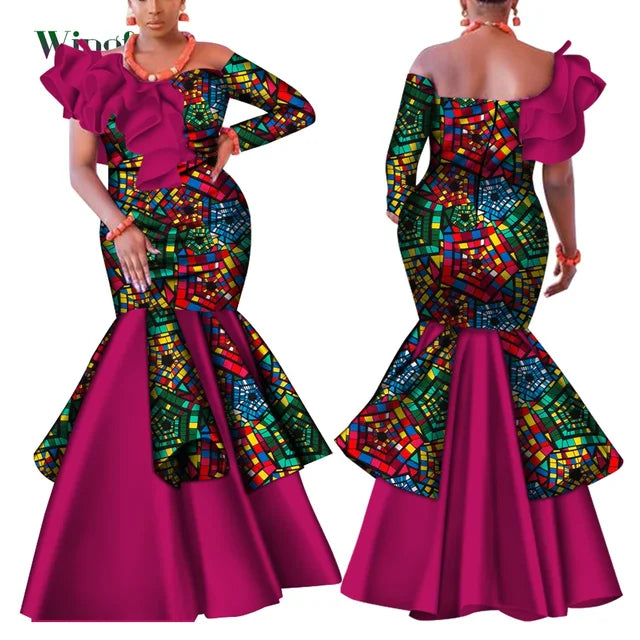 Dashiki African Mermaid Dress, Ankara Gown, African maxi mermaid, African prom dress, African prom 2024