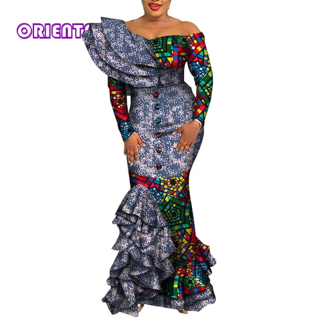 African Mermaid Dress – Elegant Ankara Maxi Gown