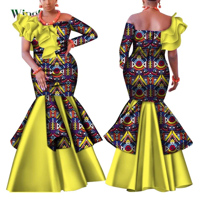 Dashiki African Mermaid Dress, Ankara Gown, African maxi mermaid, African prom dress, African prom 2024
