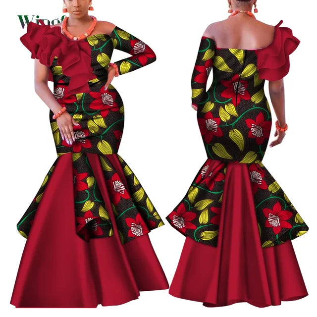 Dashiki African Mermaid Dress, Ankara Gown, African maxi mermaid, African prom dress, African prom 2024