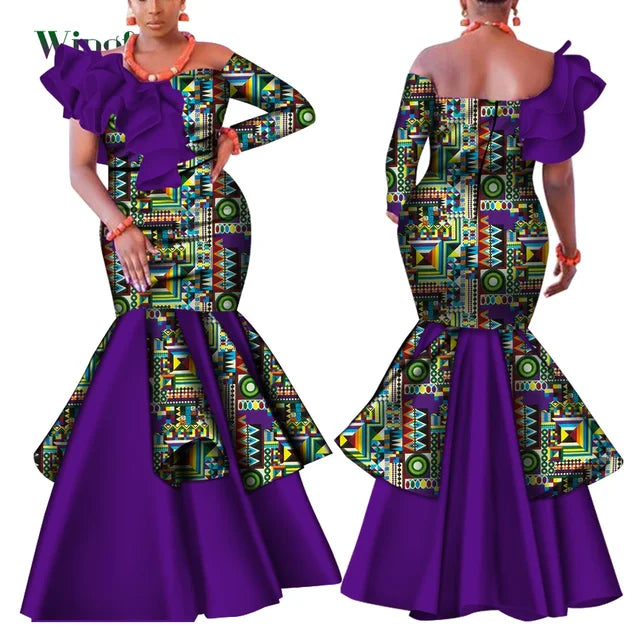 Dashiki African Mermaid Dress, Ankara Gown, African maxi mermaid, African prom dress, African prom 2024
