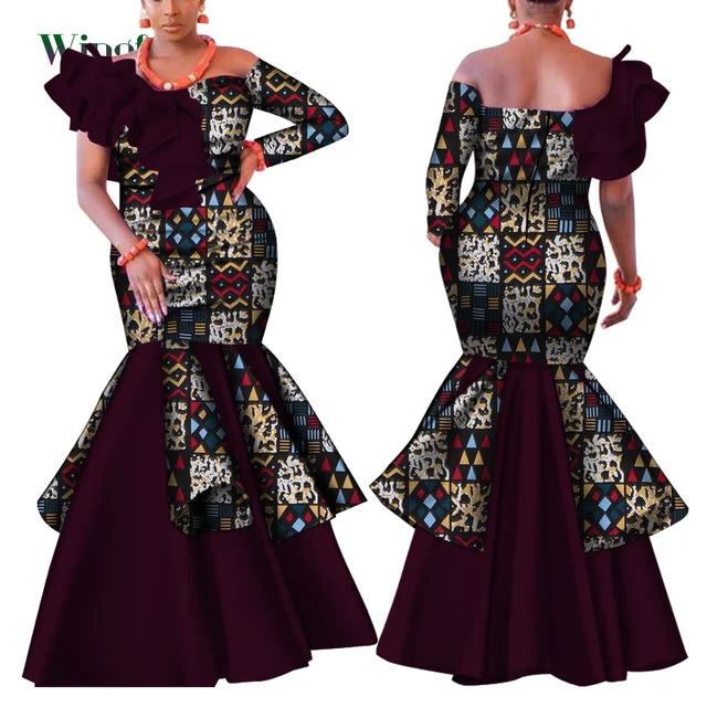 Dashiki African Mermaid Dress, Ankara Gown, African maxi mermaid, African prom dress, African prom 2024