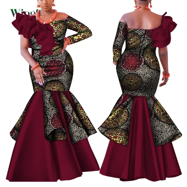 Dashiki African Mermaid Dress, Ankara Gown, African maxi mermaid, African prom dress, African prom 2024