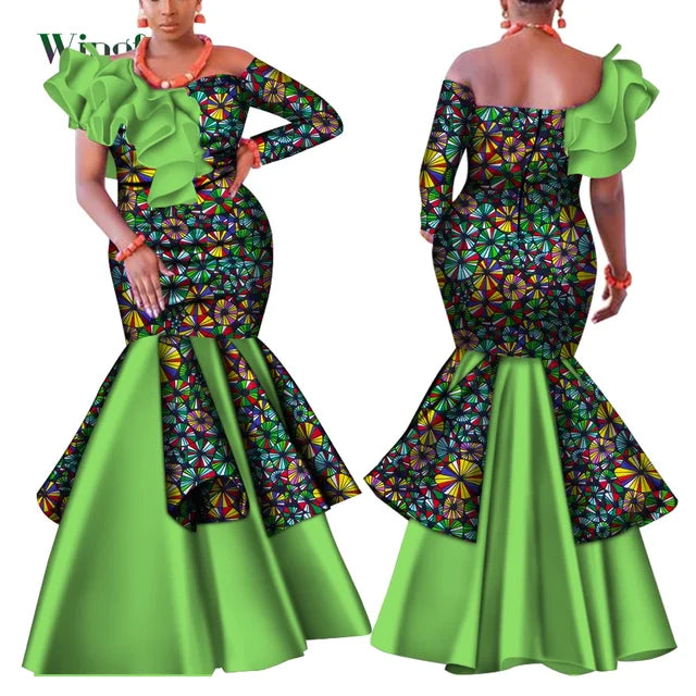 Dashiki African Mermaid Dress, Ankara Gown, African maxi mermaid, African prom dress, African prom 2024