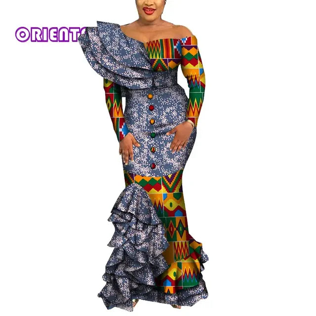 African Mermaid Dress – Elegant Ankara Maxi Gown