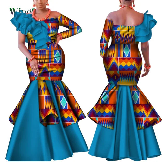 Dashiki African Mermaid Dress, Ankara Gown, African maxi mermaid, African prom dress, African prom 2024