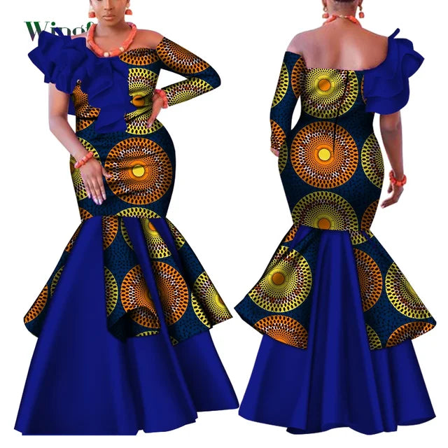 Dashiki African Mermaid Dress, Ankara Gown, African maxi mermaid, African prom dress, African prom 2024