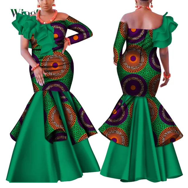 Dashiki African Mermaid Dress, Ankara Gown, African maxi mermaid, African prom dress, African prom 2024
