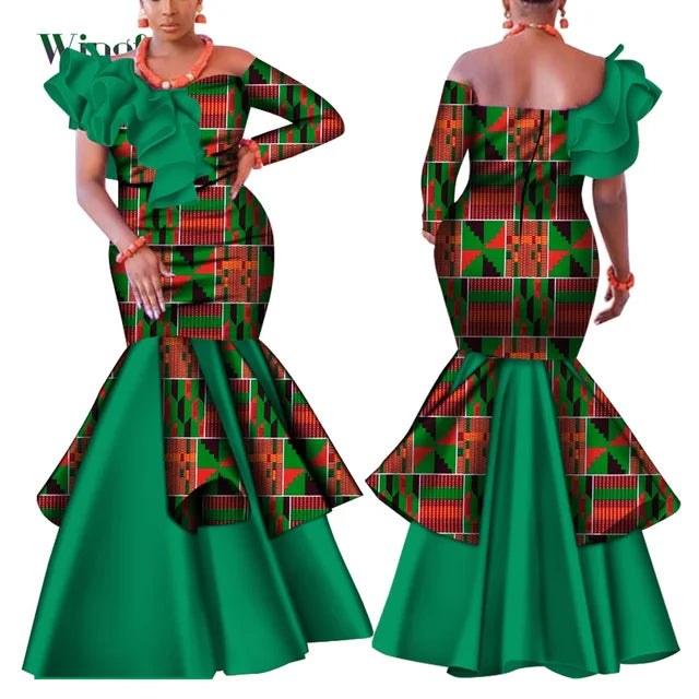 Dashiki African Mermaid Dress, Ankara Gown, African maxi mermaid, African prom dress, African prom 2024