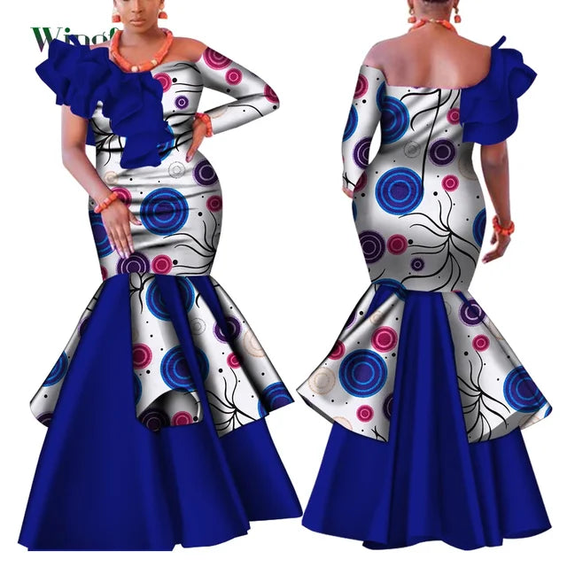 Dashiki African Mermaid Dress, Ankara Gown, African maxi mermaid, African prom dress, African prom 2024