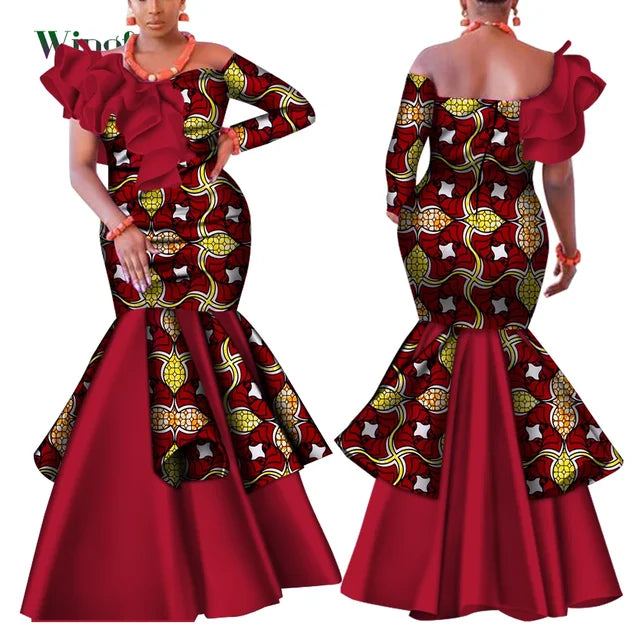 Dashiki African Mermaid Dress, Ankara Gown, African maxi mermaid, African prom dress, African prom 2024