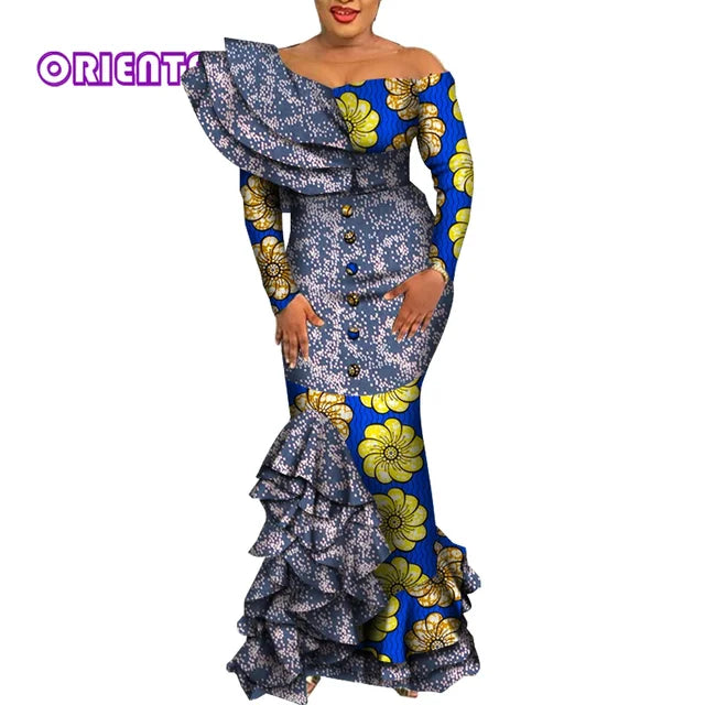 African Mermaid Dress – Elegant Ankara Maxi Gown