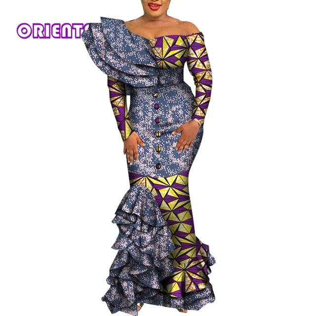 African Mermaid Dress – Elegant Ankara Maxi Gown