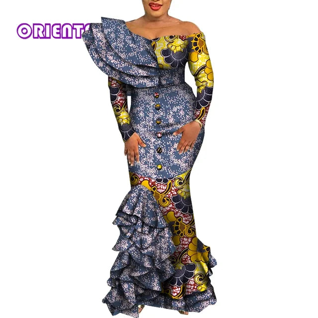 African Mermaid Dress – Elegant Ankara Maxi Gown