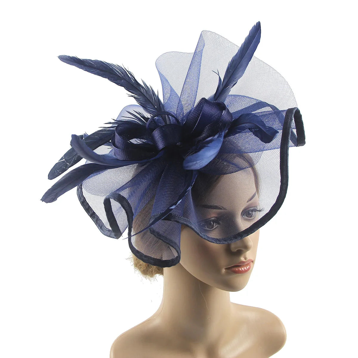 Lady's Flower Fascinator Headband β Elegant Pillbox Hat with Veil & Feather for Cocktail, Tea Party & Special Events
