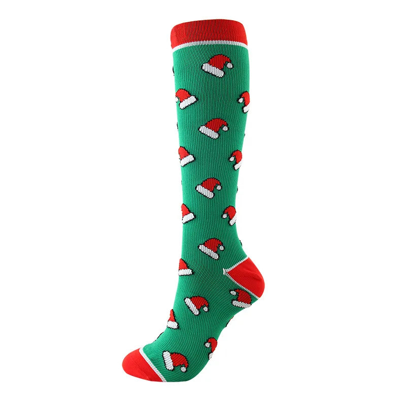 Christmas Compression Socks β Festive Santa & Tree Design Stockings for Men & Women, Winter Support & Varicose Vein Relief