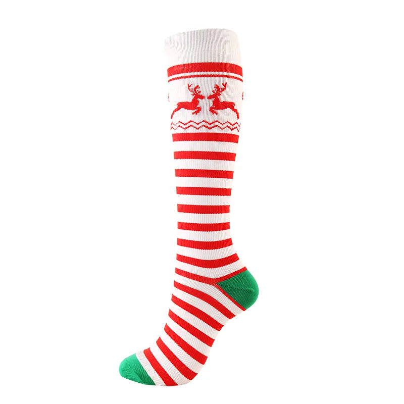 Christmas Compression Socks β Festive Santa & Tree Design Stockings for Men & Women, Winter Support & Varicose Vein Relief