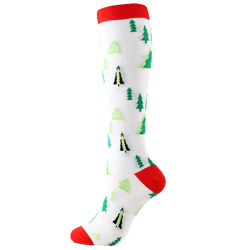 Christmas Compression Socks β Festive Santa & Tree Design Stockings for Men & Women, Winter Support & Varicose Vein Relief
