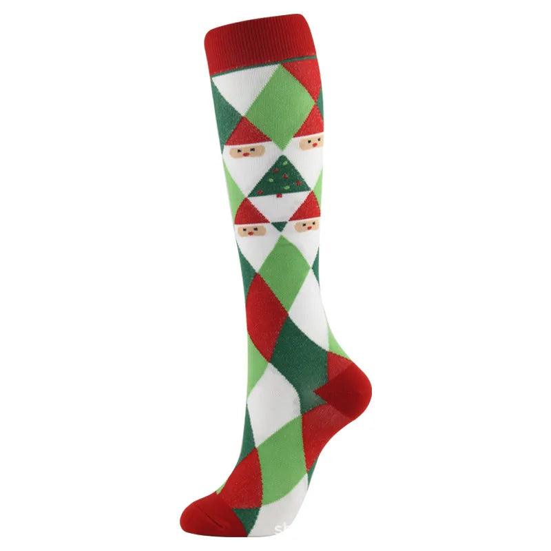 Christmas Compression Socks β Festive Santa & Tree Design Stockings for Men & Women, Winter Support & Varicose Vein Relief