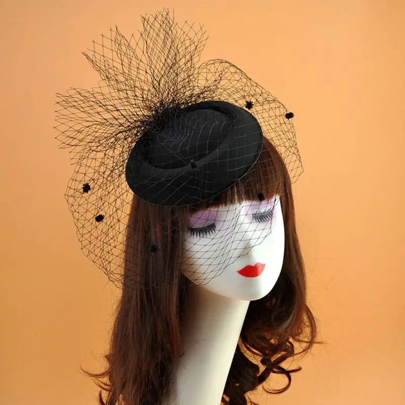 Vintage 1920s Felt Pillbox Fascinator β Elegant Polka Dot Veil Hat for Weddings & Special Events