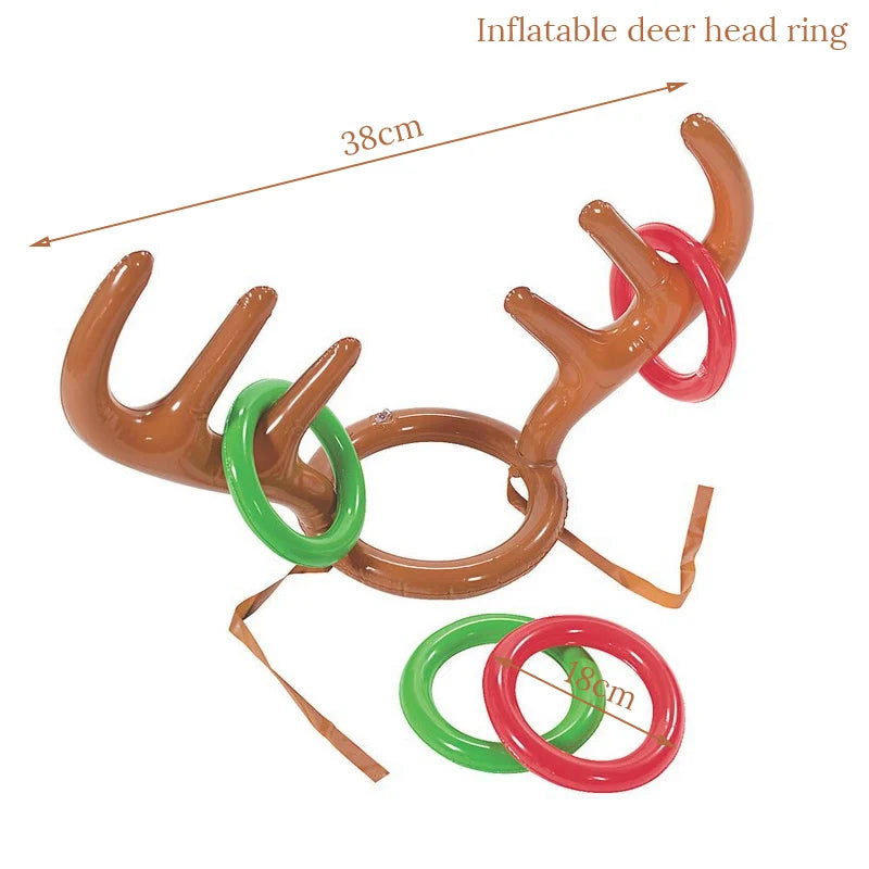 Christmas Inflatable Reindeer Antler Ring Toss Game β Fun Santa Party Toy for Kids, Outdoor New Year Gift