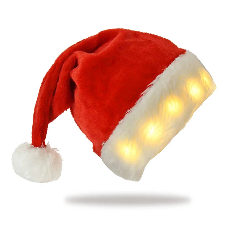 Red Christmas Santa Hat β Warm Cotton Xmas Cap with Lights, Perfect for Adults & Kids, New Year & Navidad Gifts