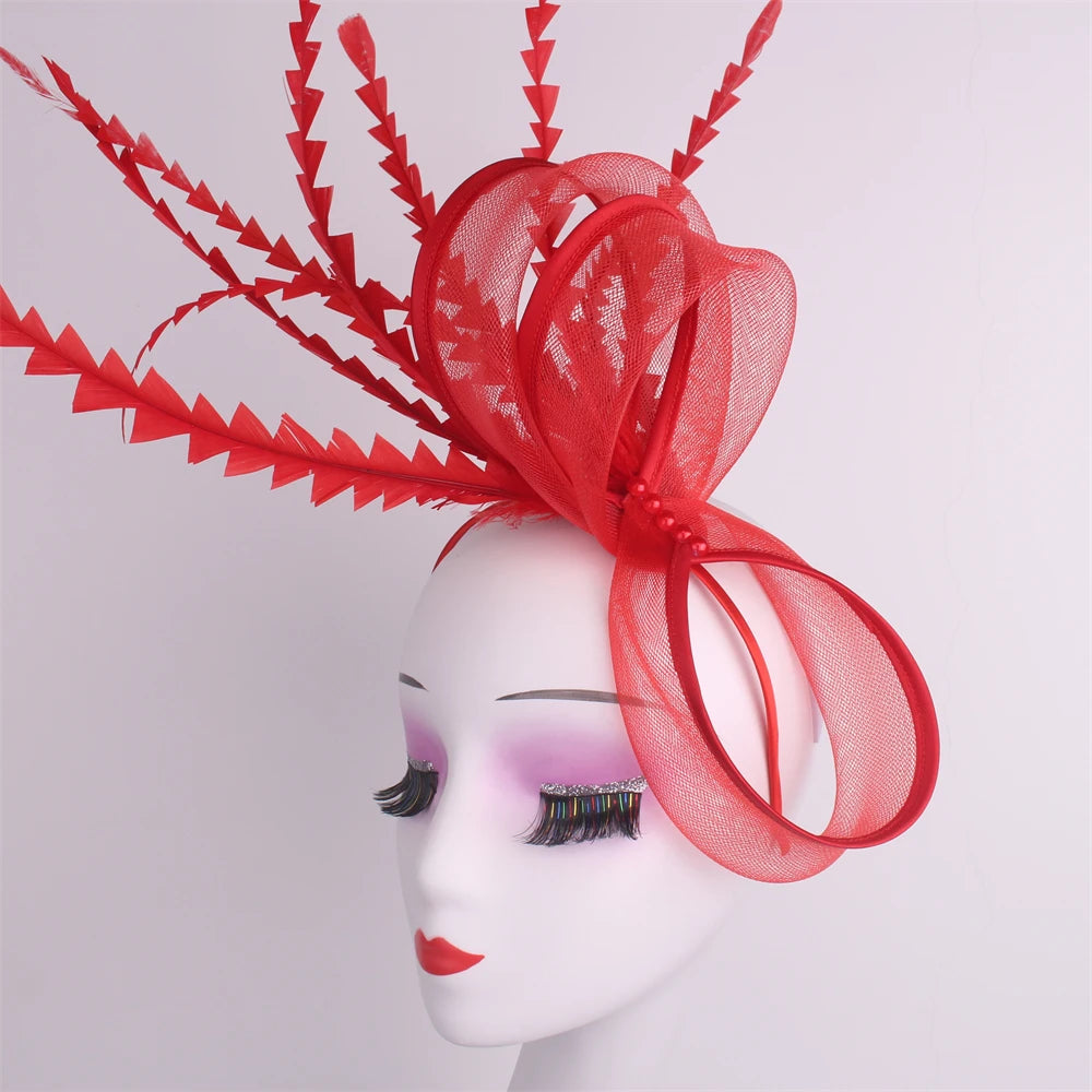 Women's Elegant Bow Fascinator β Feather Pillbox Hat with Veil for Weddings, Parties, Derby & Bridal Headwear